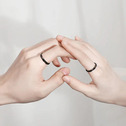 Black and White Diamond Couple Rings - Simple Silver Design