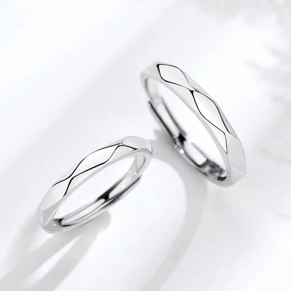 Black and White Diamond Couple Rings - Simple Silver Design