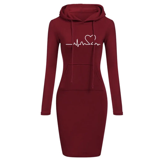 Autumn Winter Women's Long-Sleeved Hoodie Dress