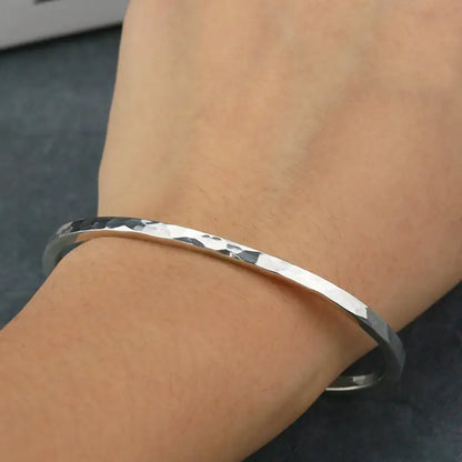S925 Women's Hammered Sterling Silver Bracelet